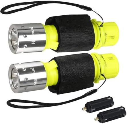 Dive Light IPX8 Waterproof Diving Flashlight 3 Modes 2Pack