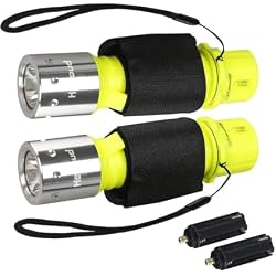 HECLOUD Dive Light IPX8 Waterproof Diving Flashlight 3 Modes 2Pack | T6 LED Bulb, High Lumens, Shockproof Plastic, 60000Hrs Lifespan, Wristband & Lanyard Included, Night Diving & Snorkeling