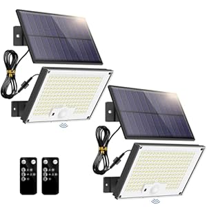 Solar Lights for Outside, 172LED 3Modes Split Motion Sensor Outdoor Lights with Remote Control, Solar Lights Outdoor Waterproof IP65, Outdoor Solar Lights for Yard,Patio,Garden,Garage, 2 Pack