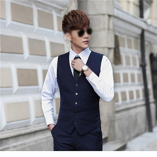 Kelsiop Slim Men's Suit Vest Black Formal Business Vest4