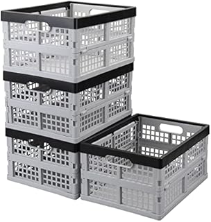 Buyitt 15 L Stackable Collapsible Crate, Set of 4 Collapsible Storage Folding Storage Baskets, f