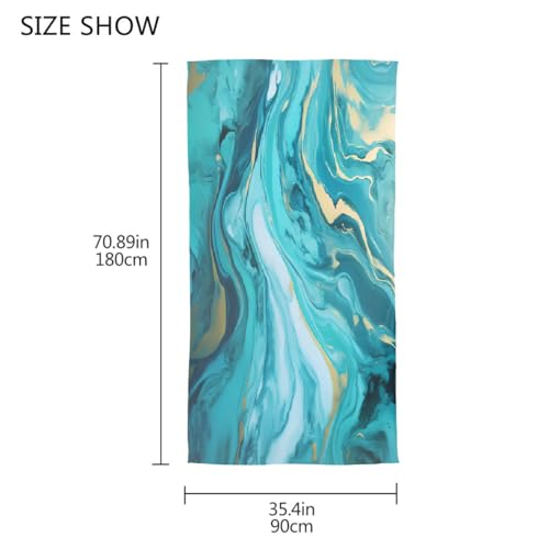 Abstract Teal And Blue Marble Print Scarves for Women Lightweight Silk Scarf Long Fashion Soft Neck Scarves Sheer Shawl Wrap Muffler Neckerchief 180x90 CM3