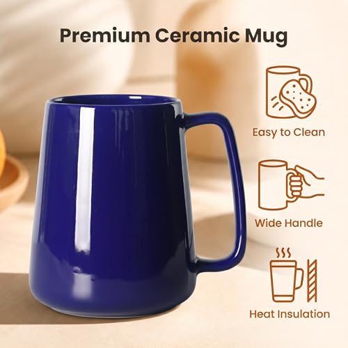 Taza de café extra grande 24 oz cerámica azul miniatura 5