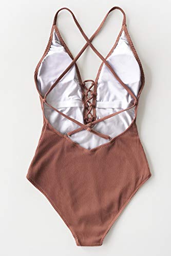Cupshe CYY11341 Women'S Solid Color V Neck Lace Up One Piece Swimsuit thumb #4