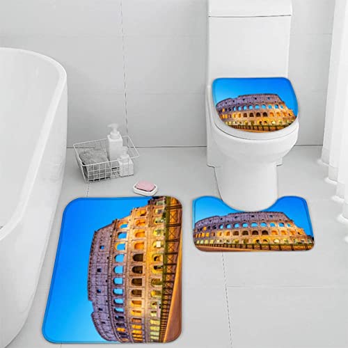 Zifarm Badematte rutschfeste 50x80 cm Kolosseum Badvorleger-Set 3D Drucken Italien Rom Arena Mikrofaser Flanell…