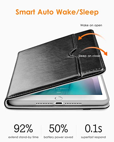 Dtto Ipad Mini 4 Case, Premium Leather Folio Stand Cover Case With Multi-Angle Viewing And Auto Wake-Sleep Function, Front Pocket For Apple Ipad Mini 4 - Black #TOP6