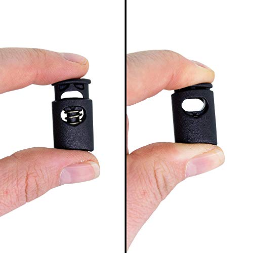 Sgt Knots Crown Spring Cord Lock - Plastic Toggle Stopper For Paracord, Drawstrings, Clothing & More (100 Pack, Black) #TOP3