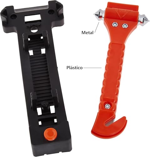 Image of Amazon Basics Car Window Hammer & Emergency Seat Belt Cutter Tool, Pack of 2 | Tungsten | Car Accessories | for Emergency, Breaking Windows & Cutting Seat Belts | Orange