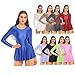 Womens Solid Color Sports Swimsuit Long Sleeve Ruffled Dress Round Neck Leotard Dresses White S