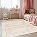 BILEEHOME Light Pink Nursery Rug for Baby Girl Neutral Blush Pink Boho Floral Pattern Carpet 5 x 8 Washable Non Slip Low Pile Soft Surface Area Rugs for Living Room Bedroom Playroom,5x8