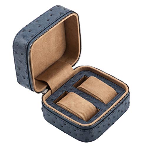 Boîte à montre en cuir PU bleu YZCIS avec fentes de rangement pour voyage