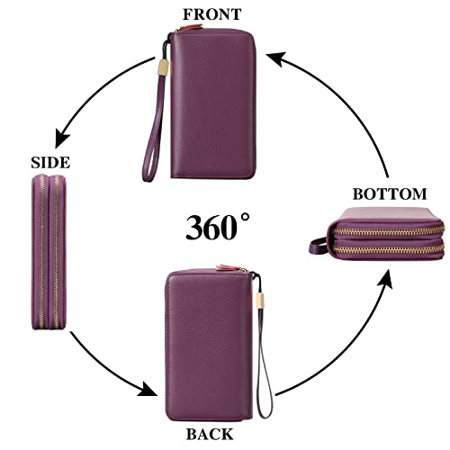 Sendefn Womens Wallet Zip Around Card Holder Large Leather Phone Wristlet With Rfid Blocking #TOP3