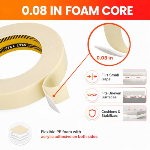 Image of LLPT Double Sided Foam Tape 2 inch x 18 Ft White | Heavy Duty, Strong Bonding, Waterproof, Weather Resistant for Banners Posters Alarm Sensors LED Strips and Home Office Decor