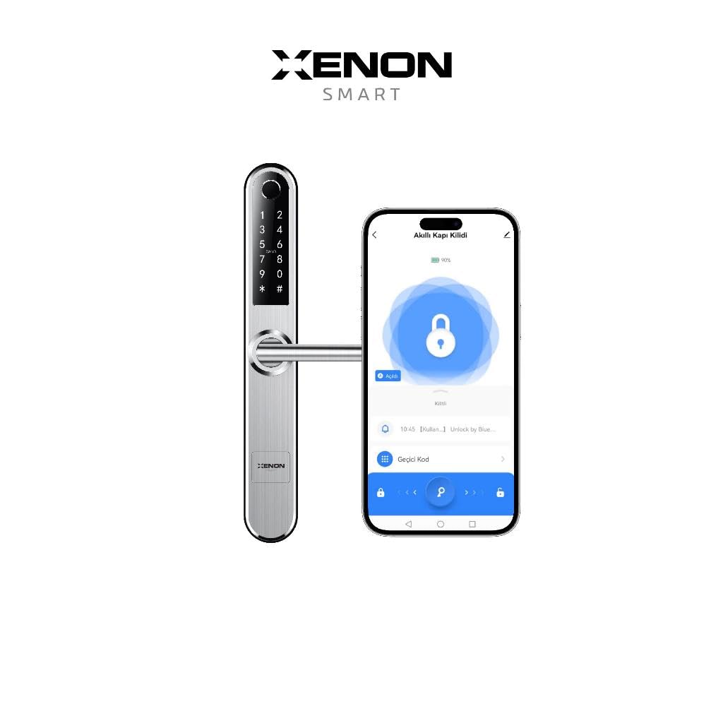 Xenon Smart Akıllı Kapı Kilidi | Parmak İzli Şifreli Bluetooth Gateway Uyumlu Paslanmaz Çelik Gövde (X8057)