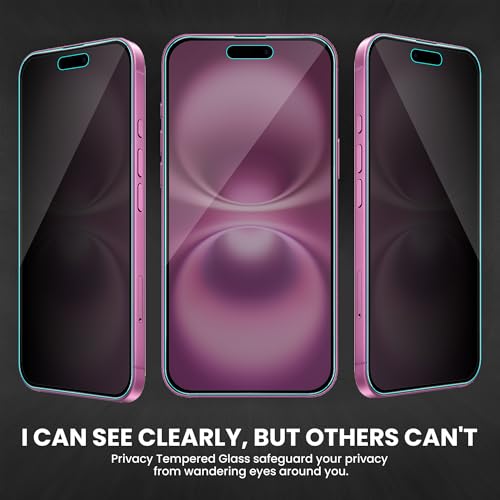 Image of ArmourPro Privacy Tempered Glass for iPhone 16 Plus, iPhone 15 Plus, Anti Spy Anti Peeping Screen Protector, Edge-to-Edge Full Coverage, 9H Hardness with Cable Protector | Black