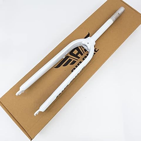 Air Bike 26 Inch Rigid Fork, Hard Fork for Mountain Bike, 1 1/8 Straight Steerer, Disc Brake Compatible, Ultralight Durable Front Suspension Fork, Aluminum Alloy, White Cover