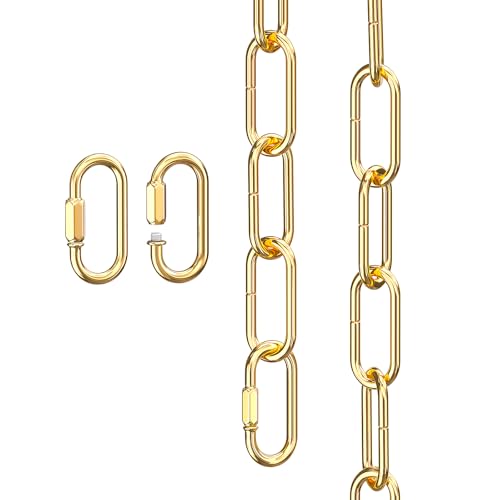 garini 6 Feet Gold Light Fixture Chain 6 Feet Adjustable Metal Pendant Chandelier Chain Extension with Detachable Link Maximum Load is 66 Pounds 1 Pcs