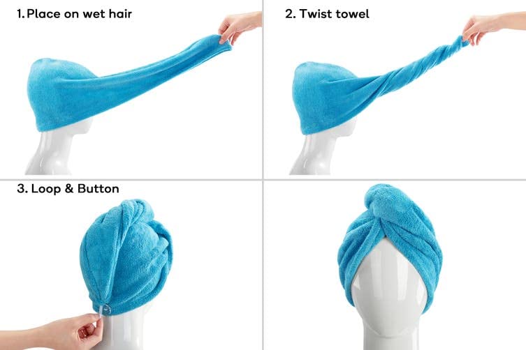 MIDASTRA FASHION NavyBlue Microfiber Hair Drying Towel 500 GSM β Soft, Absorbent & Lint-Free Hair Wrap Turban for Girls and Women 1