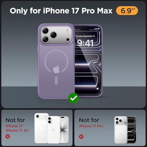 Image of Miracase Magnetic for iPhone 17 Pro Max Case with Screen Protector [Compatible with MagSafe] Slim Thin Phone Case Military-Grade Protected for 17 ProMax Cover Bumper 6.9 inch, Purple