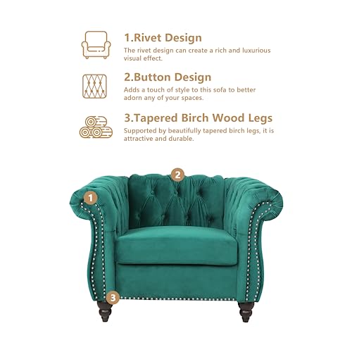 Image of QHITTY 2 Piece Living Room Set, Sectional Chesterfield Sofa Chair Contemporary Upholstered Velvet Loveseat Couch Sets for Living Room, Bedroom, Office