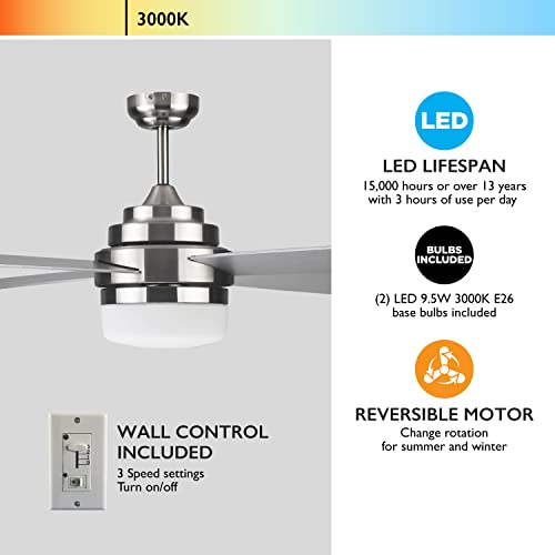 Image of Design House Cali Ceiling Fan, 52 inch, Brushed Nickel