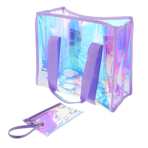FRCOLOR Large Capacity Beach Tote Bag for Women Iridescent Design for Pool Travel Cruise Stylish and Spacious Summer Essential