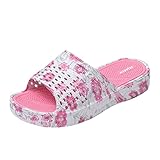  JOMIX Sommer Schlappen Damen Leichte Sandalen Massage Fußbett Bunte Badelatschen Badeschlappen Meer Pool Strand Schwimmen Indoor Outdoor (01 Rosa, 37 EU)