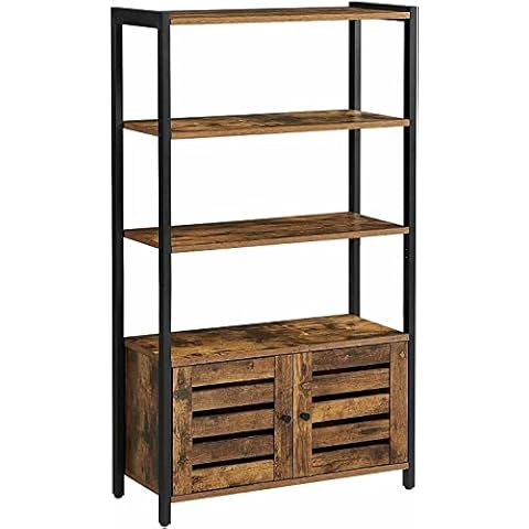 CruiseTech 3 Tier Wooden Steel Industrial Style Book Shelf Cabinet Case Display Rack Unit 2, 70 x 30 x 121.5 Cover