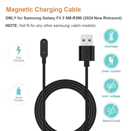 Sankel [2-Pack] Compatible for Samsung Galaxy Fit 3 Charger, Magnetic USB Replacement Portable Charging Cable Dock for Galaxy Fit3 SM-R390 Smartwatch Fitness Tracker, 3.3FT/100cm Charging Cord