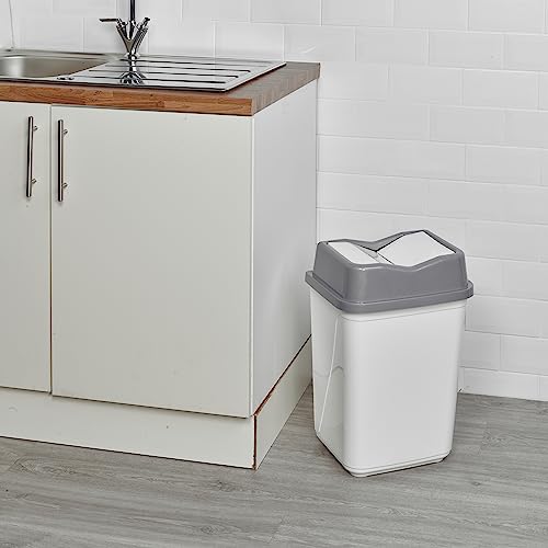 URBNLIVING 10L/20L/30L/50L Plastic Waste Management Recycling Bin Trash Can Dustbin with Butterfly Lid for Office, Kitchen and Bathroom (30L Grey/White) - Image 3