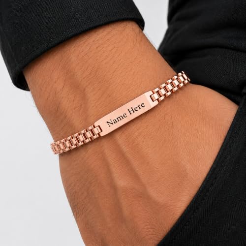 Image of Personalized Bracelet For Men - Adjustable Name Engraved Stainless Steel Bracelet Custom Gift for Him