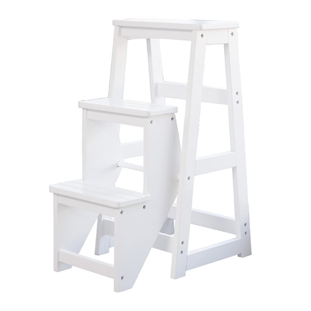 Escalera de tijera de madera maciza y taburete plegable para el hogar