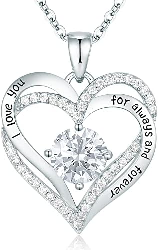 CDE Forever Love Heart Women Necklace 925 Sterling Silver Rose Gold Plated Birthstone Pendant Necklaces for Women with Cubic Jewelry Gifts Birthday Gift for Mom Women Wife Girls Her