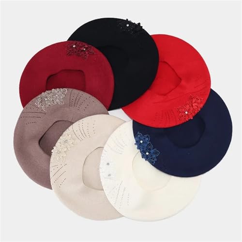 Chapeau béret femme doux bleu coton chaud hiver ajustement boucle