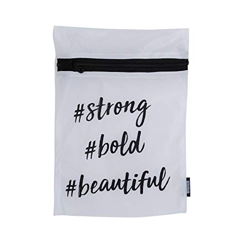 Woolite 3 Piece Printed Bra, Multi Size Laundry Delicates, Zipper Close Mesh Wash Bag, Large, White #TOP5