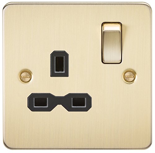 Knightsbridge FP7000BB Brushed Brass Flat Plate 13 A 1G DP Switched Socket