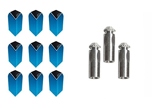 Optix 3 Sets of Harrows Slim Dart Flights Plus 1 Set of Aluminum Dart Flight Protectors (Blue)
