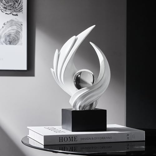 Estatua Abstracta de Llama de Resina Blanca 10.43 in miniatura 3