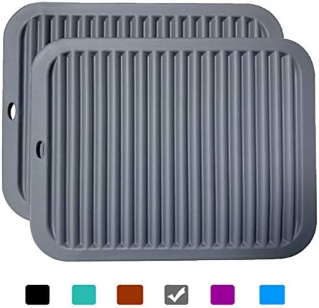 2 Pack Large Silicone Trivet Mats/Hot Pads,Pot Holder,9"x12" Non Slip Flexible Durable Heat Resistant Pot Coaster Kitchen Table Countertop Mats (Coffee)