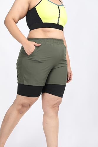 Image of CHKOKKO Gym Shorts for Women Workout Sports Running Quick Dry Fit Double Layer Inner Compression with Pockets Breathable Lightweight Wear