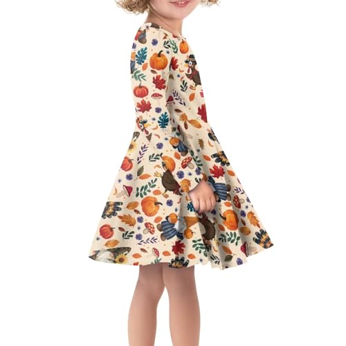 Girls Long Sleeve Dress Casual Twirly Skater Dress for Girls 3-16 Years Old4