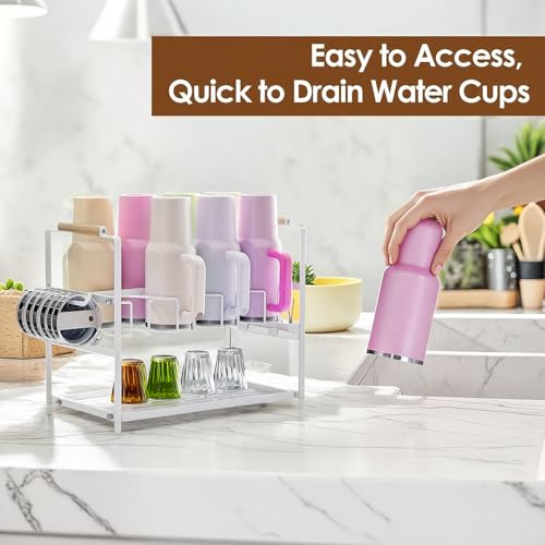 Housolution Water Bottle Organizer Drying Rack for 40 oz Tumbler with Handle, Multifunctional Cup Storage Holder Compatible with Stanley, Owala, Simple Modern and Other Brands, White (Patented) Housolution Water Bottle Organizer Drying Rack for 40 oz Tumbler with Handle, Multifunctional Cup Storage Holder Compatible with Stanley, Owala, Simple Modern and Other Brands, White (Patented) - Image 3