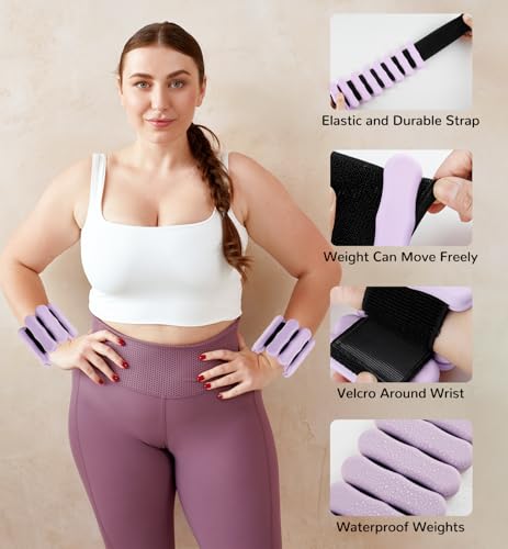 Image of Ankle & Wrist Weights for Women Men, Set of 2, 1 lb /2 lb Each | Adjustable Arm & Leg Weights, Soft Silicone Weighted Bracelet For Pilates Yoga Dance Walking Running Swimming Weight Loss