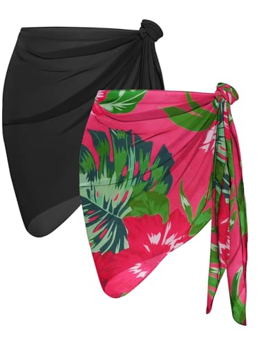 Image of CHICGAL 2 Pieces Women Beach Sarong Bathing Suit Wrap Skirt Sheer Bikini Swimsuit Cover Ups for Swimwear