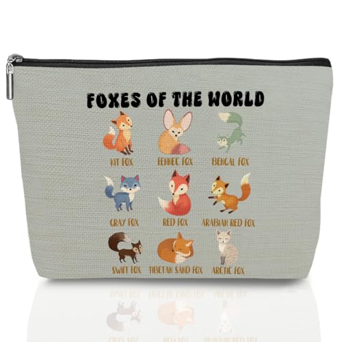 Fox Gifts Makeup Bag Funny Educational Nature Forest Fox Decor Stuff Cosmetic Bag Vintage Makeup Pouch Cute Spirit Gifts for Women Girls Animal Lovers Teacher Birthday Graduation Friendship Christmas