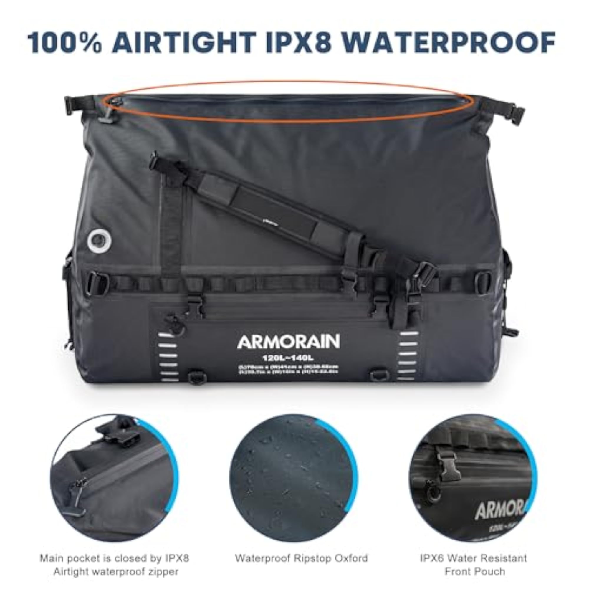 Roll-top Dry Duffel Bag, 120-140L