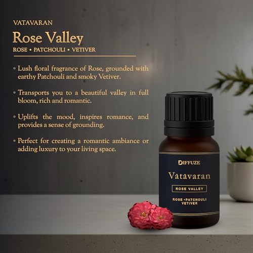 Image of DIFFUZE Essential Oil Set - Royal Rose Duo - 2 x 15 ml (Rose Valley & Gulshan Noor) | Desi Gulab, Vetiver & Patchouli Fragrance Oil Blend for Diffuser & Gifting | Long-Lasting Floral Aroma for Home & Bedroom