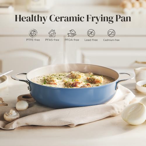 Redchef Ceramic Saute Pan, 4 QT Nontoxic Deep Frying Pan with Lid Nonstick - image 2