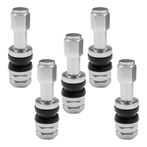 UHANBUT TR43E Metal Clamp-in Tire Valve Stems Tubeless Aluminum Alloy Car Tire Valve Stem Universal Automotive Wheel Air Stem Accessories for Tires 0.453 inch Rim Holes Standard Vehicle (Silver)