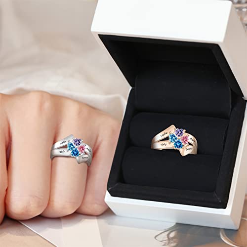 Bauma Auto Personalized Birthstone Ring For Mother Custom Family Ring Engraved Birthstone Grandma Ring Jewelry Gift For Mothers Day Christmas Thanksgiving Anniversary (2 Stones) #TOP2